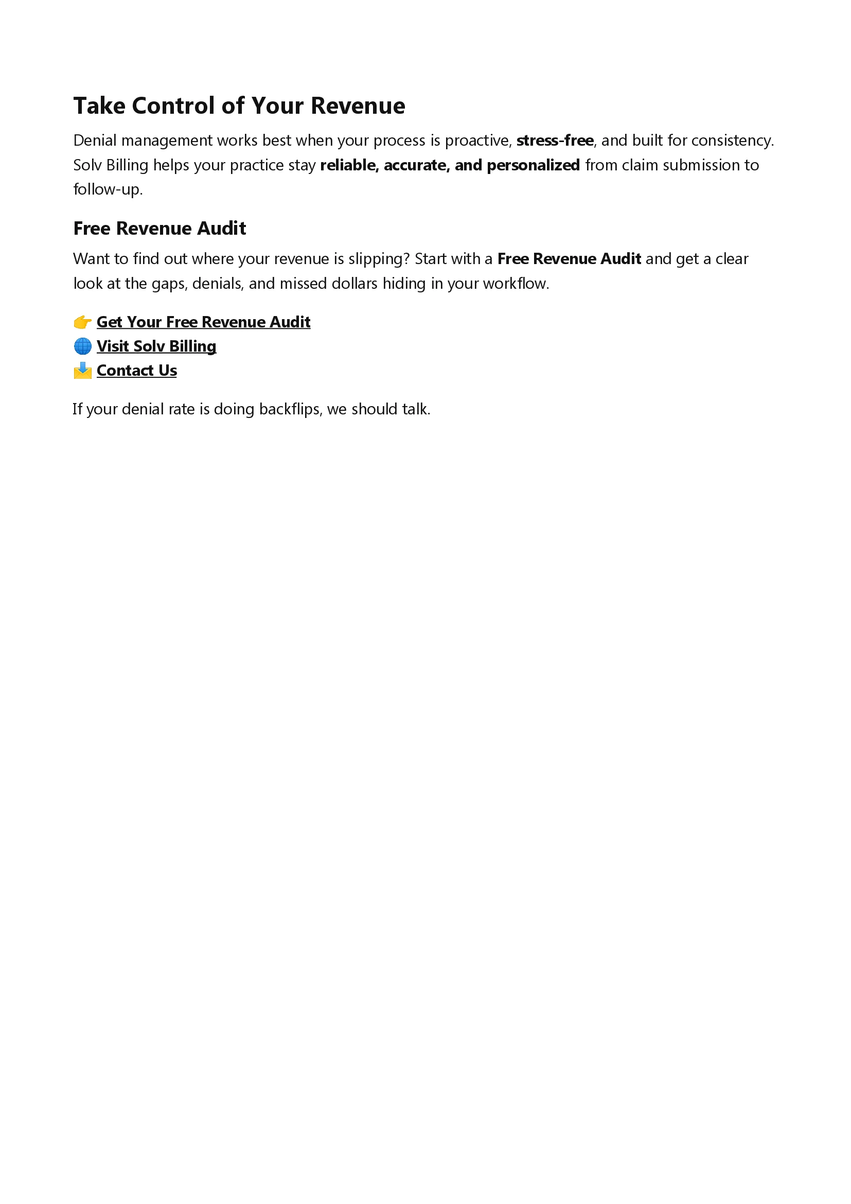 June 2026 denial management newsletter conclusion