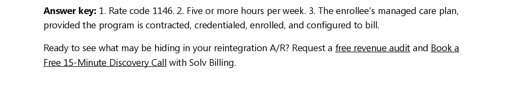 October 2026 residential reintegration billing article continuation